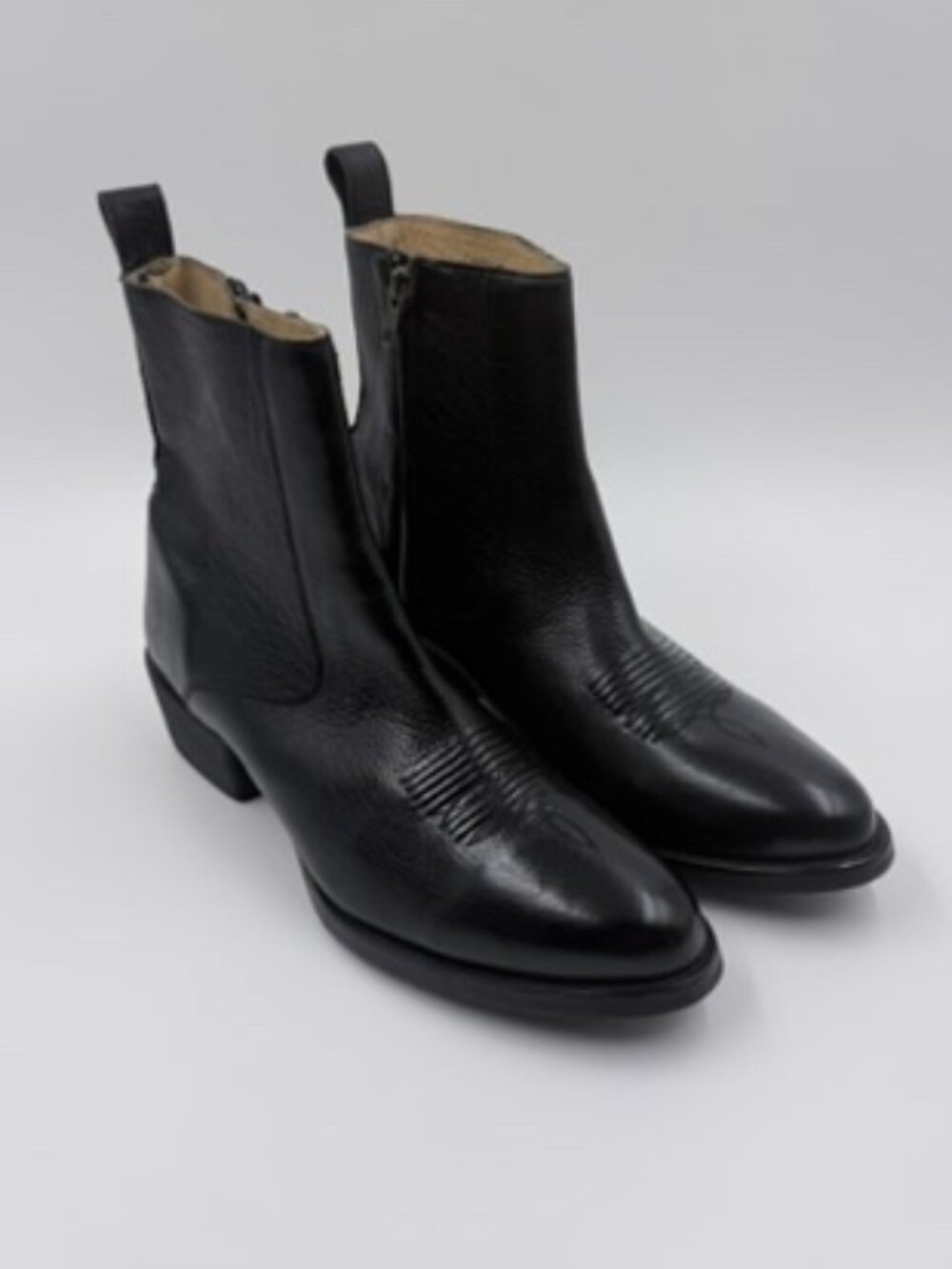 Cody James Black Leather Ankle Boots